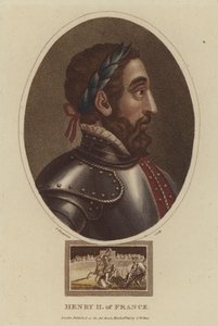 Ranskan kuningas Henrik II (värillinen kaiverrus) tekijältä English School