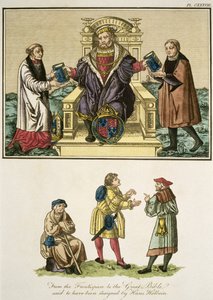Kuningas Henrik VIII (1491-1547) Suuren Raamatun etukappaleesta sanotaan olevan Hans Holbeinin (14978-1543) suunnittelema kuva teoksesta "Täydellinen näkemys ihmisten pukeutumisesta ja tavoista". tekijältä English School