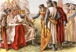 Kuningas John pakotetaan allekirjoittamaan Magna Carta tekijältä English School