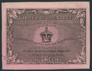 Kirby, Beard ja Kirby, Royal Diamond Patent Pins, kauppakortti tekijältä English School