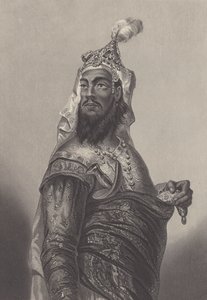 Kunwar Singh, intialainen sotilaskomentaja brittejä vastaan Biharissa Intian kapinan aikana (kaiverrus). tekijältä English School