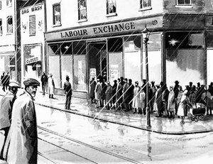 Työpörssi Isossa-Britanniassa yhdeksän kuukautta Wall Streetin vuoden 1929 romahduksen jälkeen tekijältä English School