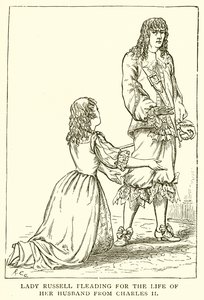 Lady Russell rukoilee miehensä elämää Charles II:lta tekijältä English School