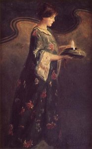 Nainen kynttilän kanssa, n. 1890 tekijältä English School