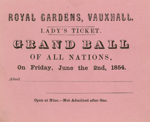 Ladys-lippu, Vauxhall Gardens, Lontoo, 2. kesäkuuta 1854 tekijältä English School