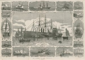 Leviatan 1858; montaasi kuvista, jotka osoittavat steam navin edistymistä