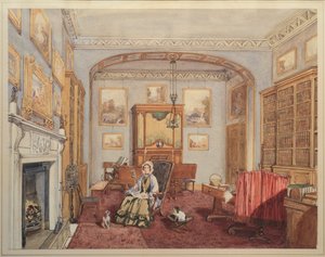 Kirjasto - Musiikkihuone Northwick Bacchuksen ja Ariadnen kanssa Tizianin jälkeen, n. 1830 tekijältä English School