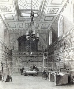 House of Lordsin kirjasto, The Illustrated London News -lehdestä, 22. maaliskuuta 1845. tekijältä English School