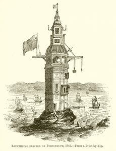 Majakka pystytettiin Portsmouthiin 1665 tekijältä English School