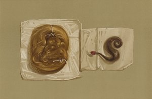 Marian Skotlannin kuningattaren hiuslohko, kuningas Kaarle I:n hiustuki (chromolitho) tekijältä English School