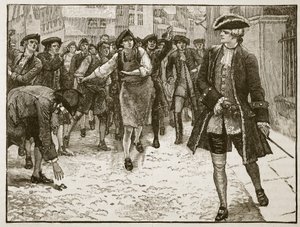 Lord Bute ja lontoolaiset, 1763, kuvitus Cassells Illustrated History of Englandista (seepiakuva) tekijältä English School