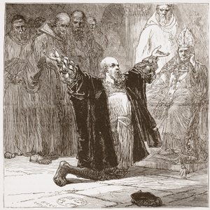 Lord Cobham piispojen edessä, kuvitus James Aitken Wylien (1808-1890) teoksesta The History of Protestantism, pub. 1878 tekijältä English School