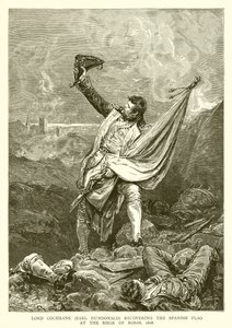 Lordi Cochrane (Earl Dundonald) palauttamassa Espanjan lipun Rosasin piirityksessä, 1808 tekijältä English School