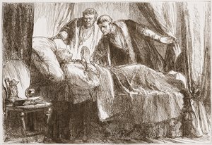 Luther kuolinvuoteella, kuvitus James Aitken Wylien (1808-1890) teoksesta The History of Protestantism, pub. 1878 tekijältä English School