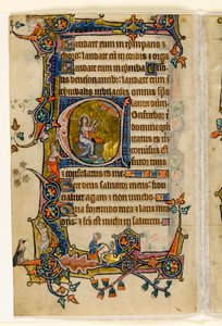 MS 1-2005, fol. 207v: Isaiah Praying, historiallinen alkukirja Macclesfield Psalterista, Use of Sarum, East Anglia, n. 1330 tekijältä English School