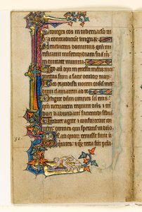 MS 1-2005, fol. 45v: Mans Bottomissa kurkistava apina, marginaalinen koristelu Macclesfield Psalterista, Use of Sarum, East Anglia, n. 1330 tekijältä English School