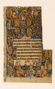 MS 1-2005, fol. 9r: Jessen puu ja Beatuksen alkuperäinen raja muusikon ja groteskin taistelun kanssa, Macclesfield Psalter, Use of Sarum, East Anglia, n. 1330 tekijältä English School