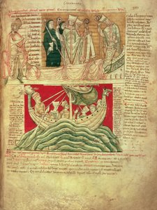 MS CCC 157 s.383 Kuningas Henrik I:n Normandiassa vuonna 1130 näkemät näyt Worcester Chroniclesta, n. 1130-1140 (vellum) lisäsi John of Worcesterin n. 1140 Firenze of Worcester (k. k.) aloittamaan kronikkaan. 1118); yksi varhaisimmista selvinneistä kroonis tekijältä English School