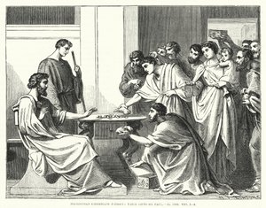 Makedonian kristityt painostavat lahjojaan Paavalille, II korinttilaisille VIII tekijältä English School
