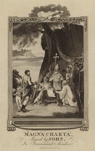 Kuningas Johnin allekirjoittama Magna Carta Runnymede Meadowissa tekijältä English School