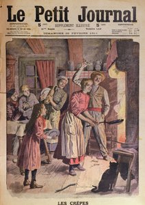Pannukakkujen valmistus, kuva Le Petit Journalista, 26. helmikuuta 1911