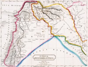 Syyrian, Mesopotamian, Assyrian ja dc.:n kartta, Butlerin Lontoossa julkaistusta The Atlas of Ancient Geographysta, n. 1829 (värilitho)