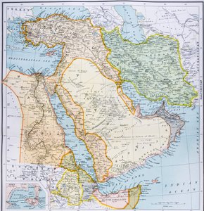 Turkin, Lähi-idän Afrikan sarven ja Persianlahden kartta 1890-luvulla Lontoossa julkaistusta The Citizen