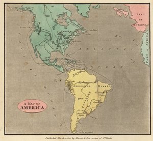 Amerikan kartta, noin 1821. tekijältä English School