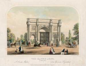 Marble Arch, Oxford Street, Lontoo (värillinen kaiverrus) tekijältä English School