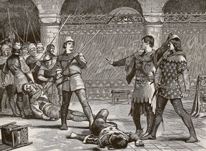 Marcel ja Dauphin of France, kuvitus Cassells Illustrated History of Englandista (seepiakuva) tekijältä English School