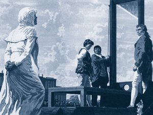 Marie Antoinette lähestyy giljotiinia tekijältä English School