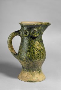 Keskiaikainen Parrot Beaked Jug, Oxfordshire (lasitettu keramiikka) tekijältä English School