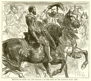 Henrik VIII:n ja Francis I:n tapaaminen kultakankaalla, 1520 tekijältä English School