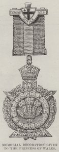 Walesin prinsessalle Tower Bridgen avajaisissa annettu muistomerkki (kaiverrus) tekijältä English School