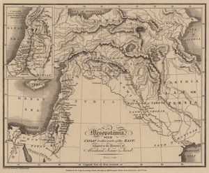 Mesopotamia Kanaanin ja muiden idän osien kanssa, mukautettu Abrahamin, Iisakin ja Jaakobin historiaan (kaiverrus) tekijältä English School