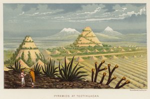 Meksiko: Teotihuacanin pyramidit (väri litho) tekijältä English School