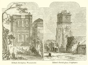 Miltonin syntymäpaikka, Westminster. Miltons Burial-Place, Cripplegate tekijältä English School