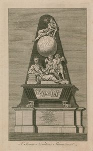 Sir Isaac Newtonin muistomerkki Westminster Abbeyssa tekijältä English School