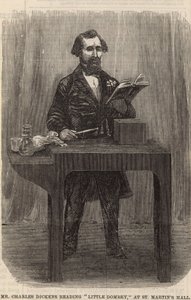 Charles Dickens lukee Pikku Dombeyta St Martins Hallissa tekijältä English School