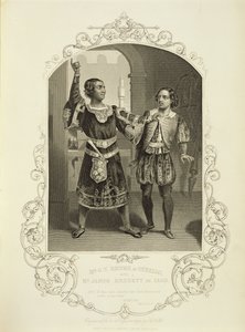 Mr G. V. Brooke Othellona ja James Bennett Iagona, näytös III kohtaus 3, William Shakespearen (1564-1616) Othellossa tekijältä English School
