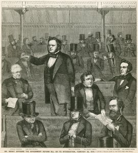 John Bright vastustaa hallituksen uudistuslakia sen käyttöönoton yhteydessä, 28. helmikuuta 1859 tekijältä English School