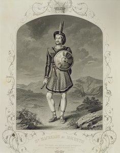 Mr Macready Macbethin roolissa, näytös I Scene 3, William Shakespearen (1564-1616) näytelmässä tekijältä English School