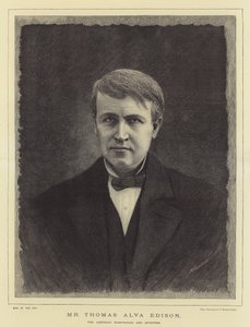 Thomas Alva Edison, amerikkalainen sähköasentaja ja keksijä (kaiverrus) tekijältä English School