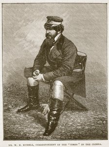 Mr W H Russell, Timesin kirjeenvaihtaja Krimillä, kuvitus Cassells Illustrated History of Englandista (seepiakuva) tekijältä English School
