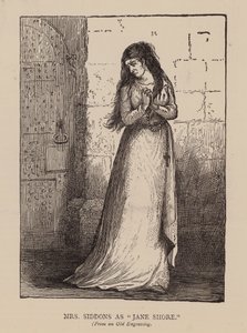 Rouva Siddons nimellä "Jane Shore" (kaiverrus). tekijältä English School