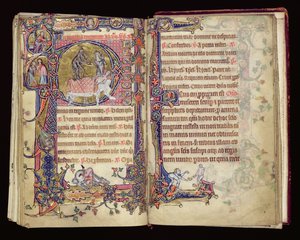 Ms 1-2005, ff.235v-236r: Death Striking, historiallinen alkukirja Macclesfield Psalterista, Use of Sarum, East Anglia, n. 1330 tekijältä English School