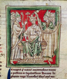 Ms 6712 (A.6.89) fol.141r Richard I (1157-99) miniatyyri Flores Historiarumista, Matthew Paris, 1250-52 tekijältä English School