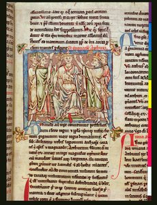 Ms 6712 (A.6.89) fol.53 King Arthur, miniatyyri Flores Historiarumista, Matthew Paris, n. 1250-52 tekijältä English School