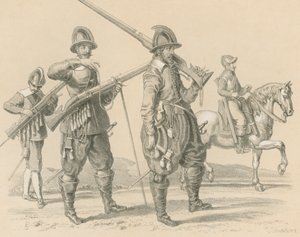 Muskettisoturit tai Fusiliers ja ratsuväki, noin 1650 tekijältä English School