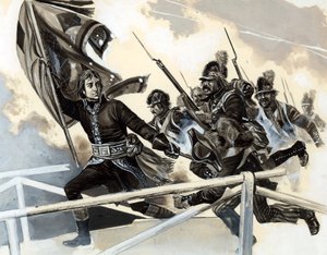 Napoleon johti armeijaansa Lodin sillan yli. tekijältä English School